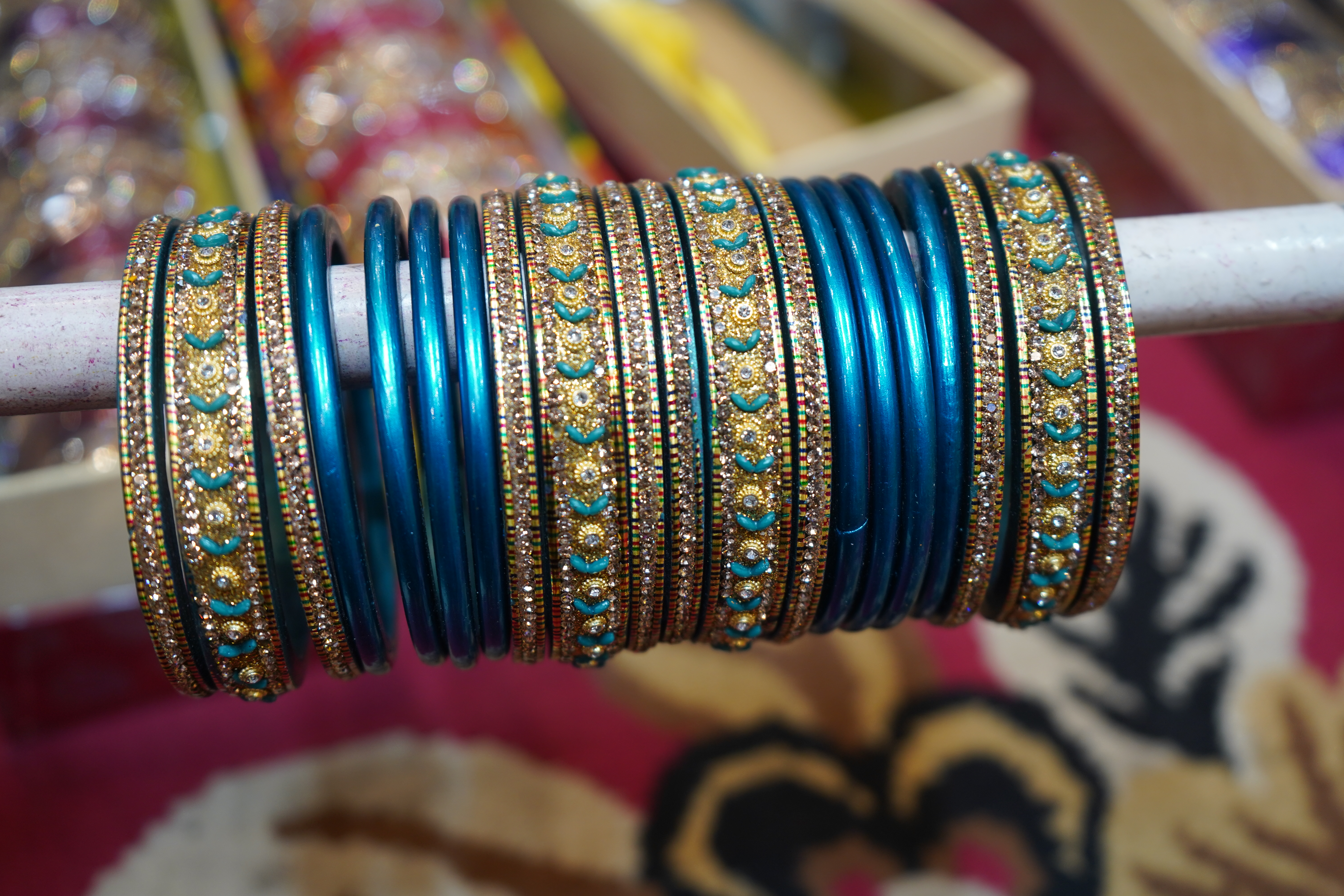 Teal Gold Bangles